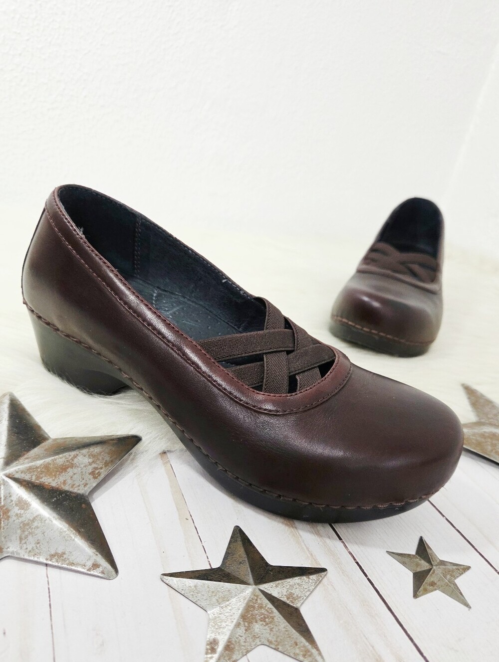 Dansko Tilda mary jane clogs oxblood leather dark red brown women's size 38